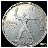 1956 Egypt Silver 50 Piastres Evac. of British