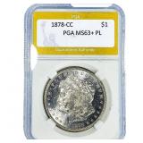 1878-CC Morgan Silver Dollar PGA MS63+ PL