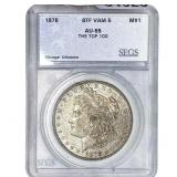 1878 8TF Morgan Silver Dollar SEGS AU55