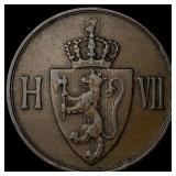 1907 Norway Copper 5 Ore