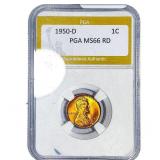 1950-D Wheat Cent PGA MS66 RD