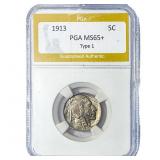 1913 Buffalo Nickel PGA MS65+ Type 1