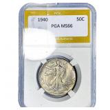 1940 Walking Liberty Half Dollar PGA MS66