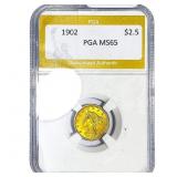 1902 $2.50 Gold Quarter Eagle PGA MS65