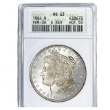 1884 Morgan Silver Dollar ANACS MS63 VAM-2A