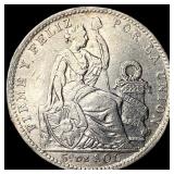1912 Peru Silver 1/5 Sol