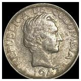 1947B Colombia Silver 10 Centavos