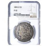 1893-O Morgan Silver Dollar NGC F12