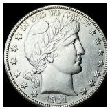 1911 Silver Barber Half Dollar CLOSELY  UNCIRCULA