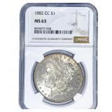 1882-CC Morgan Silver Dollar NGC MS63
