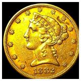 1882 Liberty Head Half Eagle $5 Gold CHOICE  AU