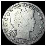 1907-S Silver Half Dollar Barber NICELY CIRCULATED