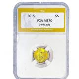 2015 Gold $5 American Eagle 1/10oz PGA MS70