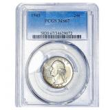 1943 Washington Silver Quarter PCGS MS67