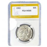 1942 Walking Liberty Half Dollar PGA MS66