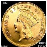 1883 $3 Gold Piece UNCIRCULATED