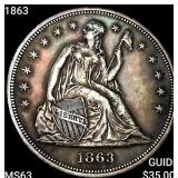 1863 Seated Liberty Dollar CHOICE BU
