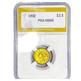 1900 $2.50 Gold Quarter Eagle PGA MS66