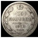 1879 Russia Silver 15 Kopeks