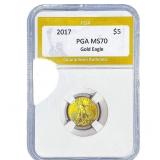 2017 Gold $5 American Eagle 1/10oz PGA MS70