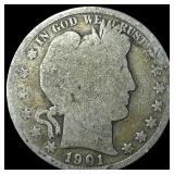 1901 Silver Barber Quarter NICELY CIRCULATED