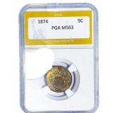 1874 Shield Nickel PGA MS63