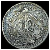 1919 Mexico Silver 10 Centavos
