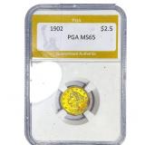 1902 $2.50 Gold Quarter Eagle PGA MS65