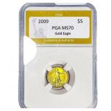 2009 1/10oz $5 Gold Eagle PGA MS70