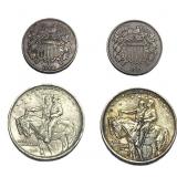 [4 Coins] 1865-1925 2C, Commem. 50C