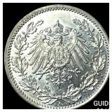 1914A Germany Silver 1/2 Mark
