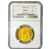 1932 $10 Gold Eagle NGC MS64