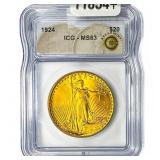 1924 $20 Gold Double Eagle ICG MS63