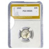 1945 Mercury Silver Dime PGA MS65
