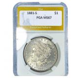 1881-S Morgan Silver Dollar PGA MS67