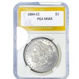 1884-CC Morgan Silver Dollar PGA MS65