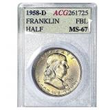 1958-D Franklin Half Dollar ACG MS67 FBL