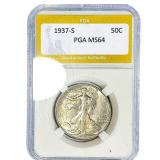 1937-S Walking Liberty Half Dollar PGA MS64