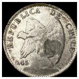 1916 Chile SIlver 20 Centavos
