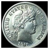 1911 Silver Barber Dime CLOSELY UNCIRCULATED