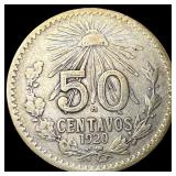 1920 Mexico Silver 50 Centavos