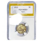 1913 Buffalo Nickel PGA MS65+ Type 1