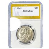 1942 Walking Liberty Half Dollar PGA MS66