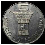 1969 Peru Copper Nickel 5 Soles KM 252