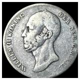 1848 Netherlands Silve 1/2 Gulden KM 73.1