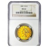 1881-S $10 Gold Eagle NGC MS62