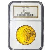 1852 $20 Gold Double Eagle NGC XF45
