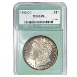 1883-CC Morgan Silver Dollar NTC MS66 PL