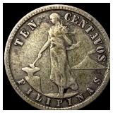 1907 Philippines Silver 10 Centavos KM 169