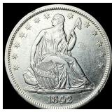 1842 Silver Seated Liberty Half Dollar  CLOSELY U